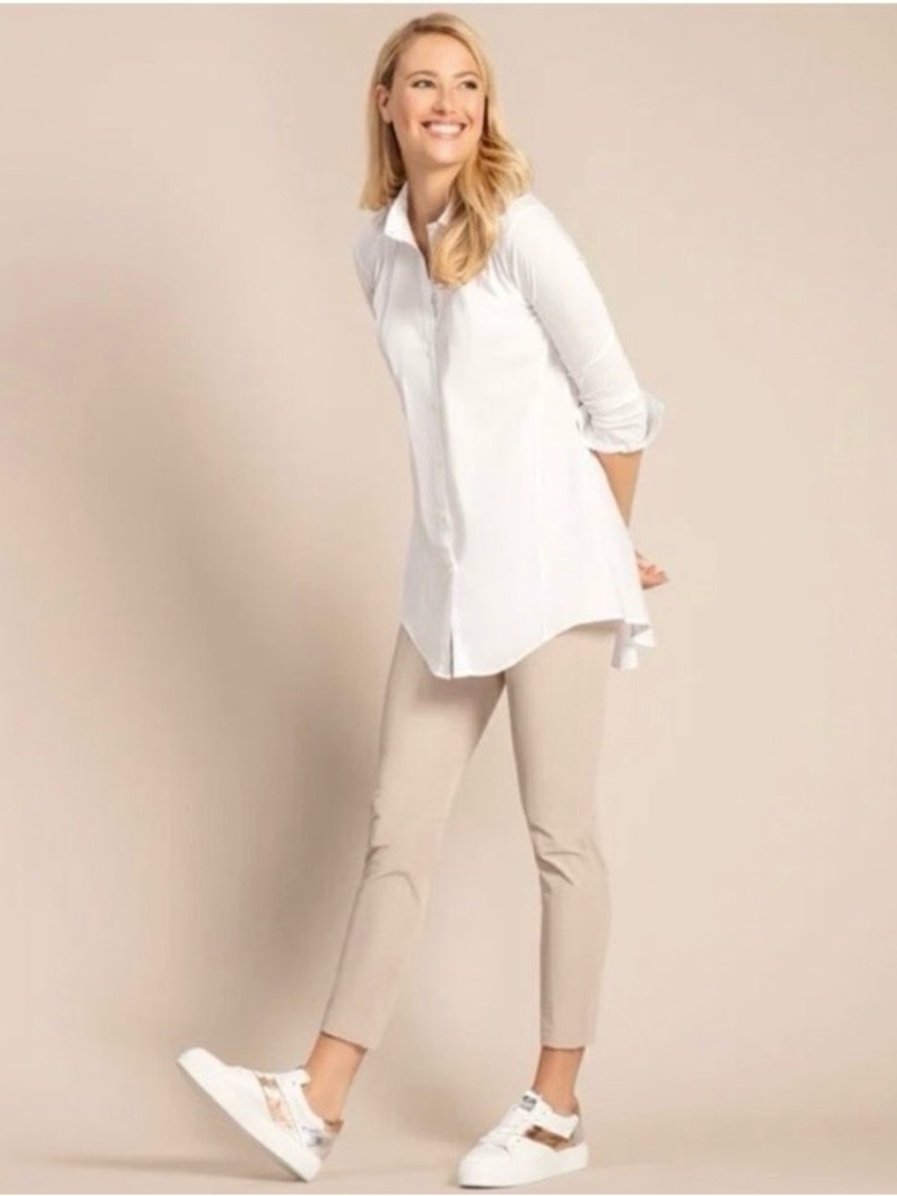 Raffaello Rossi Penny 6/8 Pants Large Khaki Pull on Cropped Quiet Luxury